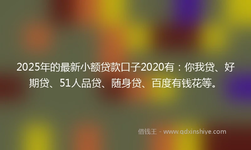 2025年的最新小额贷款口子2020有：你我贷、好期贷、51人品贷、随身贷、百度有钱花等。