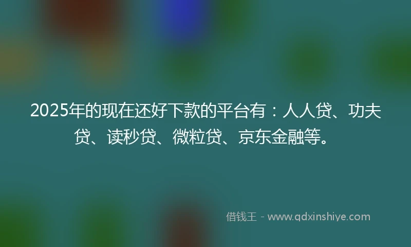 2025年的现在还好下款的平台有：人人贷、功夫贷、读秒贷、微粒贷、京东金融等。