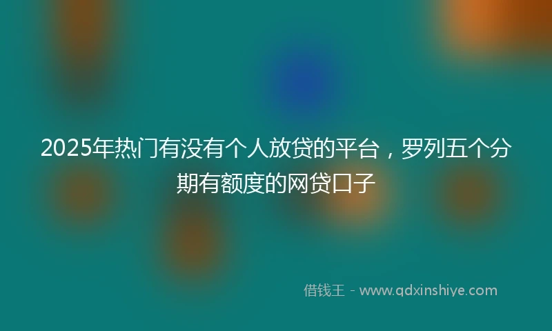 2025年热门有没有个人放贷的平台，罗列五个分期有额度的网贷口子