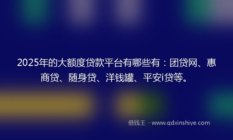 2025年的大额度贷款平台有哪些有：团贷网、惠商贷、随身贷、洋钱罐、平安i贷等。