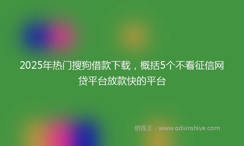 2025年热门搜狗借款下载，概括5个不看征信网贷平台放款快的平台