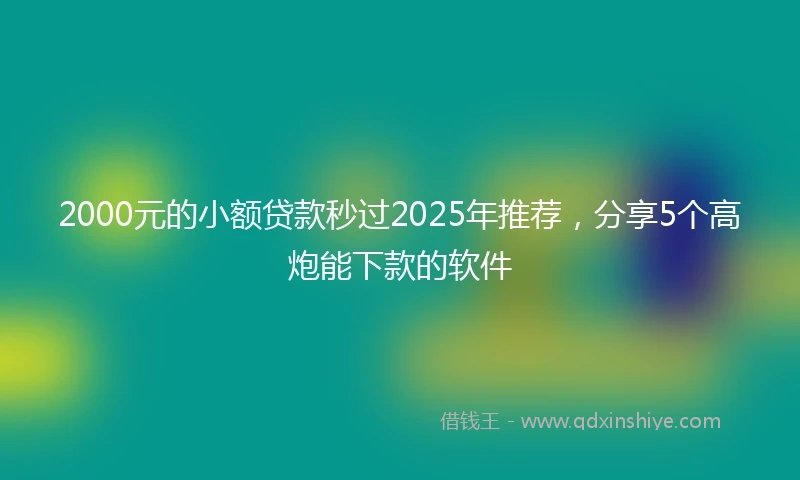 2000元的小额贷款秒过2025年推荐，分享5个高炮能下款的软件