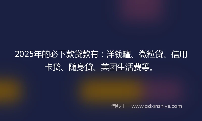 2025年的必下款贷款有：洋钱罐、微粒贷、信用卡贷、随身贷、美团生活费等。