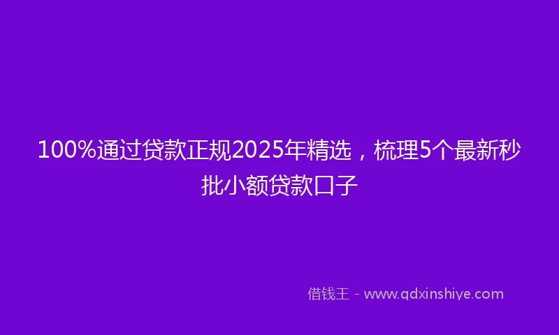 100%通过贷款正规2025年精选，梳理5个最新秒批小额贷款口子