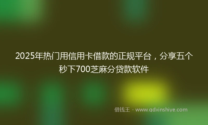 2025年热门用信用卡借款的正规平台,分享五个秒下700芝麻分贷款软件