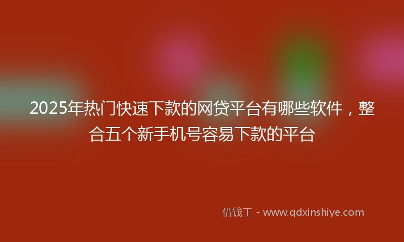 2025年热门快速下款的网贷平台有哪些软件，整合五个新手机号容易下款的平台