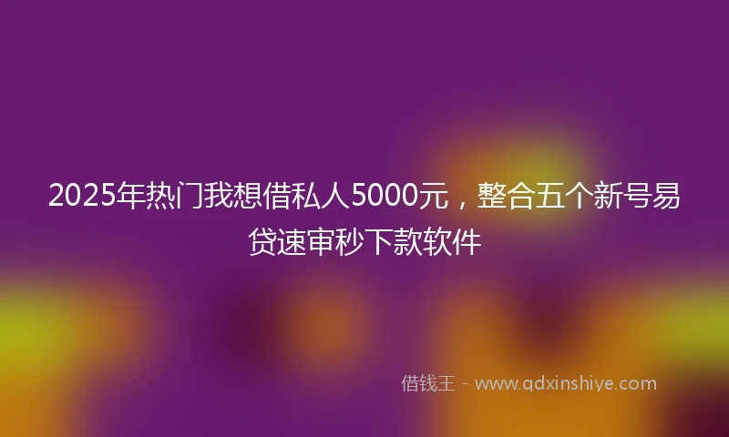 2025年热门我想借私人5000元，整合五个新号易贷速审秒下款软件