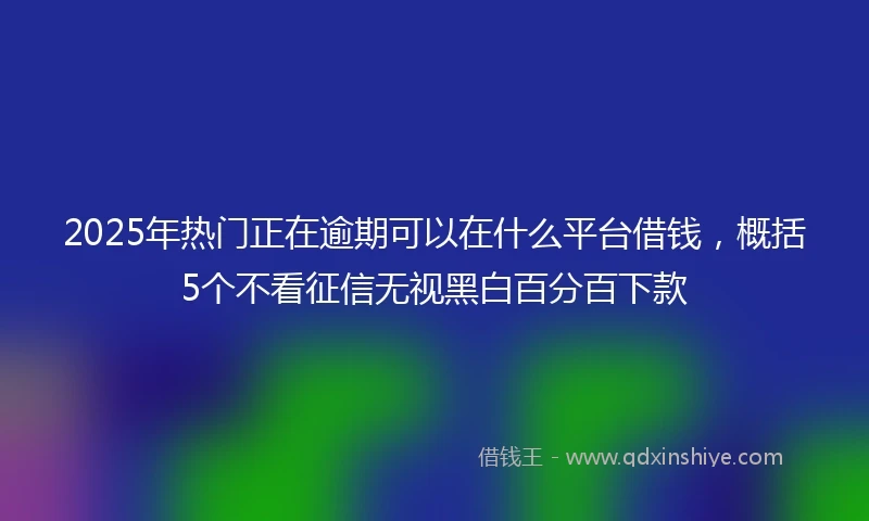 2025年热门正在逾期可以在什么平台借钱，概括5个不看征信无视黑白百分百下款