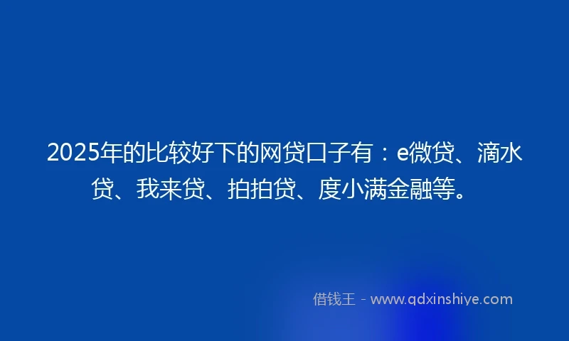 2025年的比较好下的网贷口子有：e微贷、滴水贷、我来贷、拍拍贷、度小满金融等。