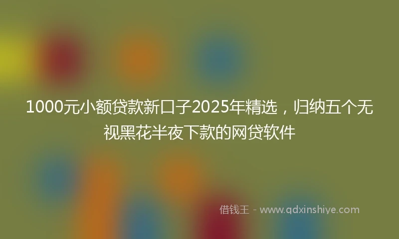 1000元小额贷款新口子2025年精选，归纳五个无视黑花半夜下款的网贷软件