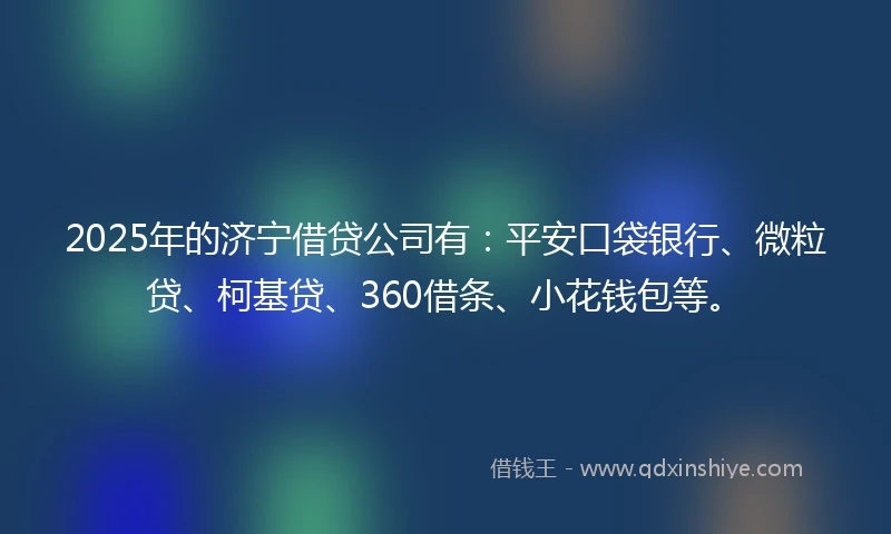 2025年的济宁借贷公司有：平安口袋银行、微粒贷、柯基贷、360借条、小花钱包等。