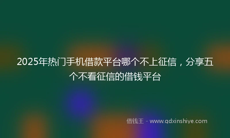 2025年热门手机借款平台哪个不上征信，分享五个不看征信的借钱平台