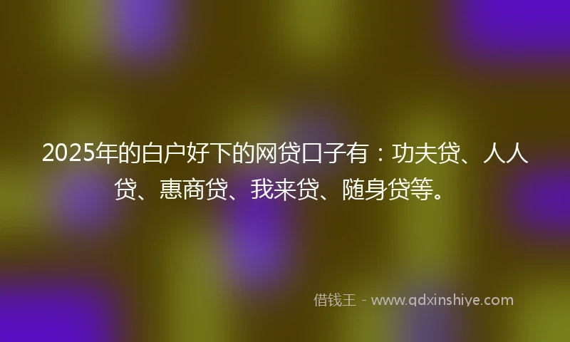 2025年的白户好下的网贷口子有：功夫贷、人人贷、惠商贷、我来贷、随身贷等。