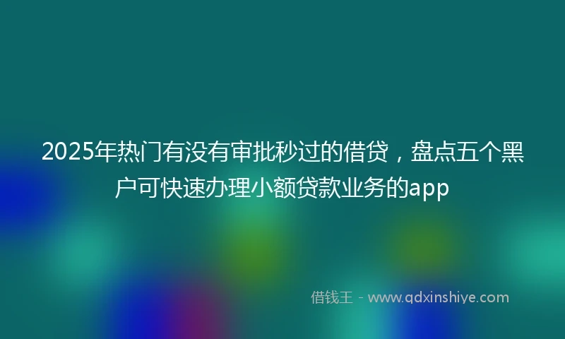 2025年热门有没有审批秒过的借贷，盘点五个黑户可快速办理小额贷款业务的app