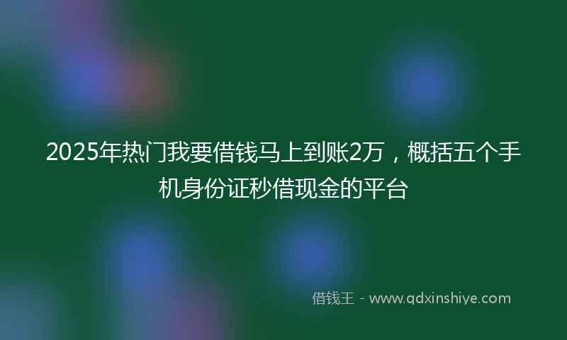2025年热门我要借钱马上到账2万，概括五个手机身份证秒借现金的平台
