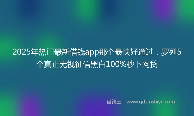 2025年热门最新借钱app那个最快好通过，罗列5个真正无视征信黑白100%秒下网贷