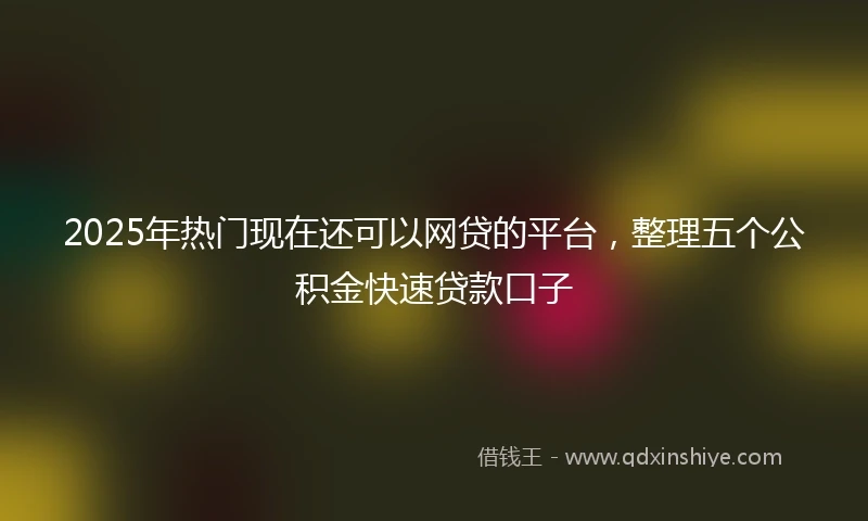 2025年热门现在还可以网贷的平台,整理五个公积金快速贷款口子