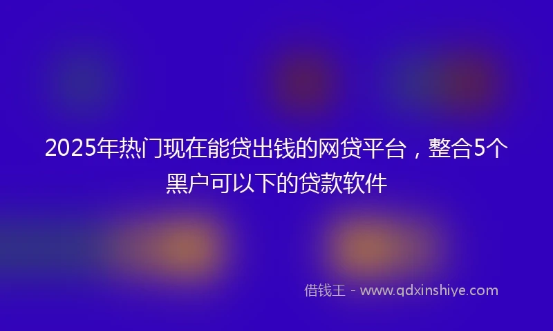 2025年热门现在能贷出钱的网贷平台，整合5个黑户可以下的贷款软件
