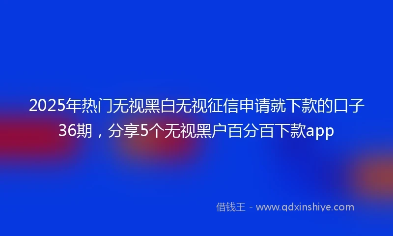 2025年热门无视黑白无视征信申请就下款的口子36期，分享5个无视黑户百分百下款app