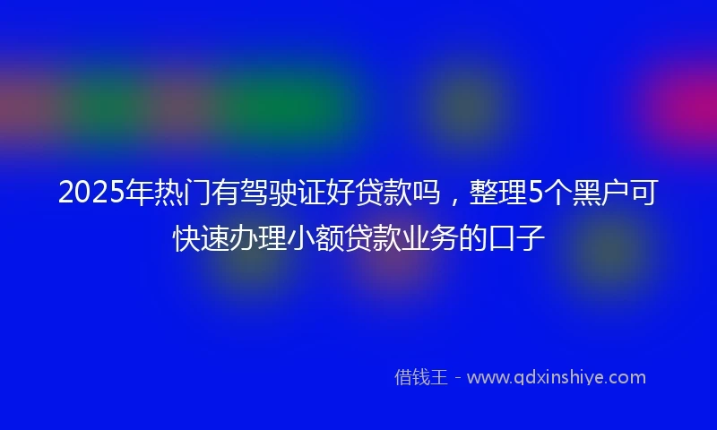 2025年热门有驾驶证好贷款吗，整理5个黑户可快速办理小额贷款业务的口子