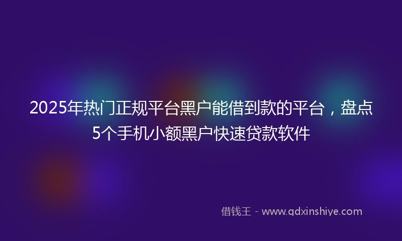 2025年热门正规平台黑户能借到款的平台，盘点5个手机小额黑户快速贷款软件