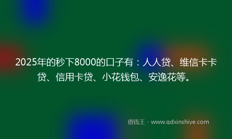 2025年的秒下8000的口子有：人人贷、维信卡卡贷、信用卡贷、小花钱包、安逸花等。