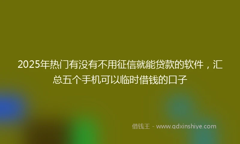 2025年热门有没有不用征信就能贷款的软件，汇总五个手机可以临时借钱的口子