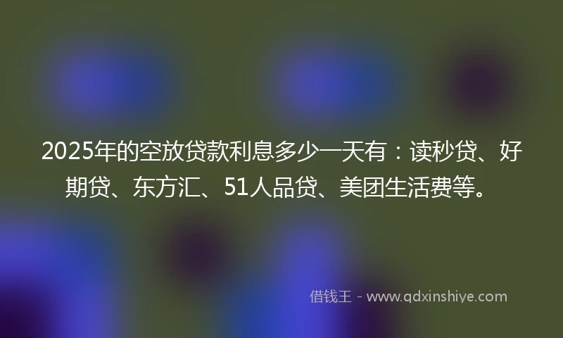 2025年的空放贷款利息多少一天有：读秒贷、好期贷、东方汇、51人品贷、美团生活费等。