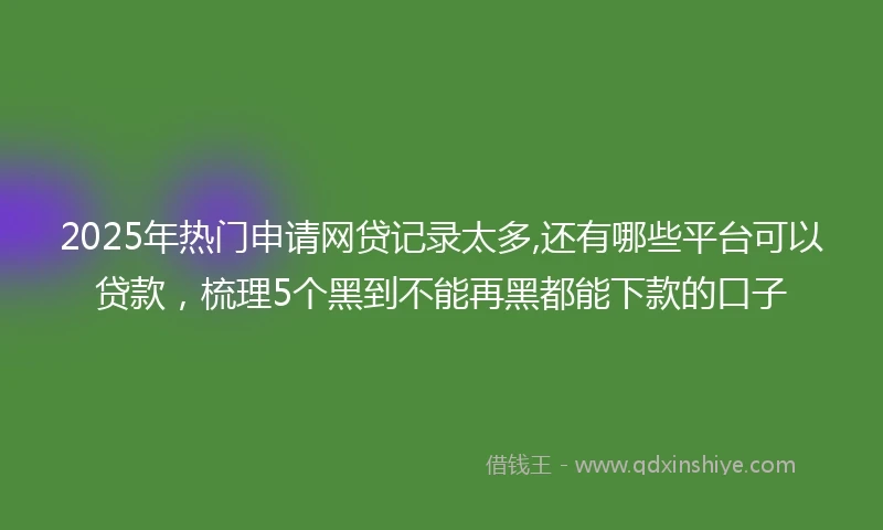 2025年热门申请网贷记录太多,还有哪些平台可以贷款，梳理5个黑到不能再黑都能下款的口子