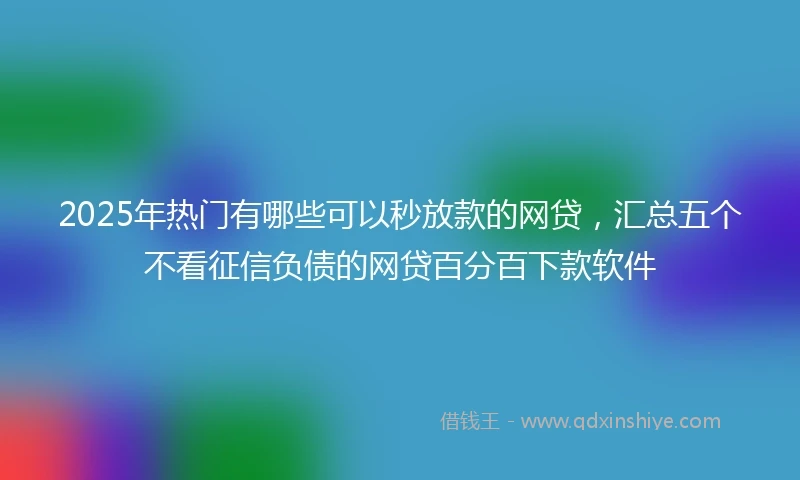 2025年热门有哪些可以秒放款的网贷，汇总五个不看征信负债的网贷百分百下款软件