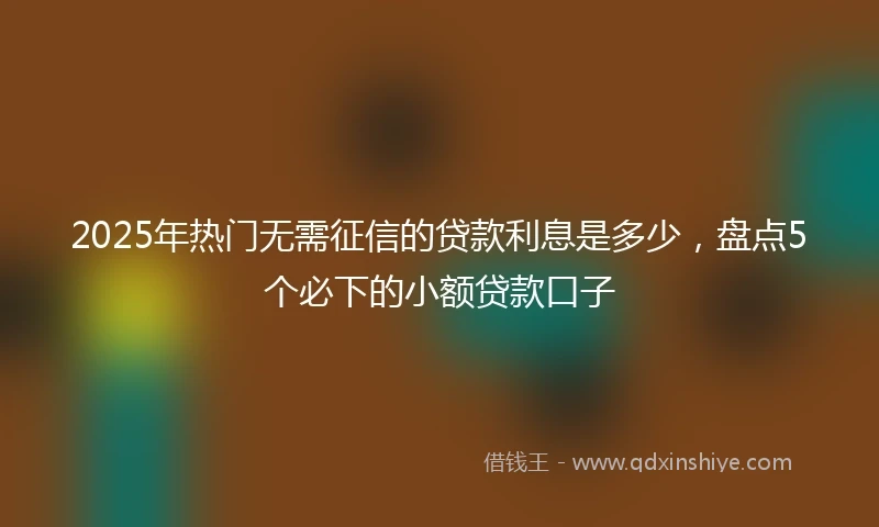 2025年热门无需征信的贷款利息是多少，盘点5个必下的小额贷款口子