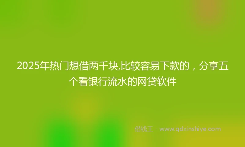 2025年热门想借两千块,比较容易下款的，分享五个看银行流水的网贷软件