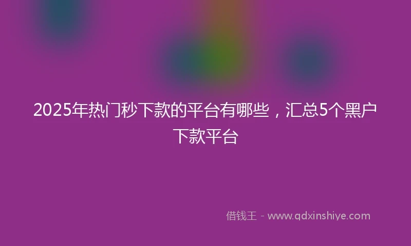 2025年热门秒下款的平台有哪些，汇总5个黑户下款平台