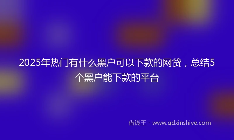 2025年热门有什么黑户可以下款的网贷，总结5个黑户能下款的平台