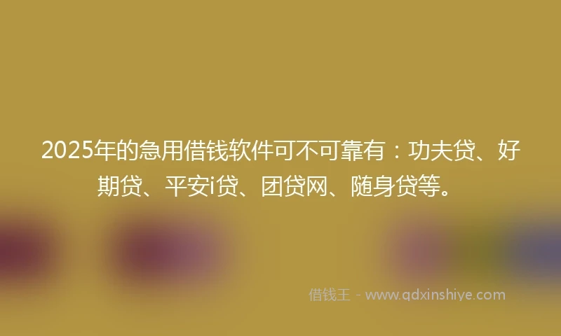 2025年的急用借钱软件可不可靠有：功夫贷、好期贷、平安i贷、团贷网、随身贷等。