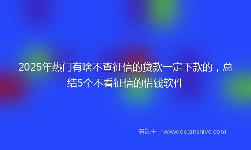 2025年热门有啥不查征信的贷款一定下款的，总结5个不看征信的借钱软件