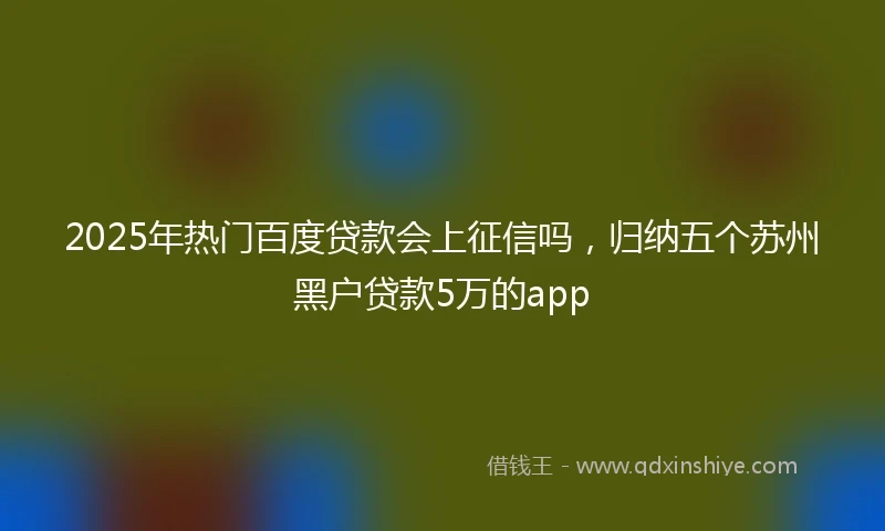 2025年热门百度贷款会上征信吗,归纳五个苏州黑户贷款5万的app