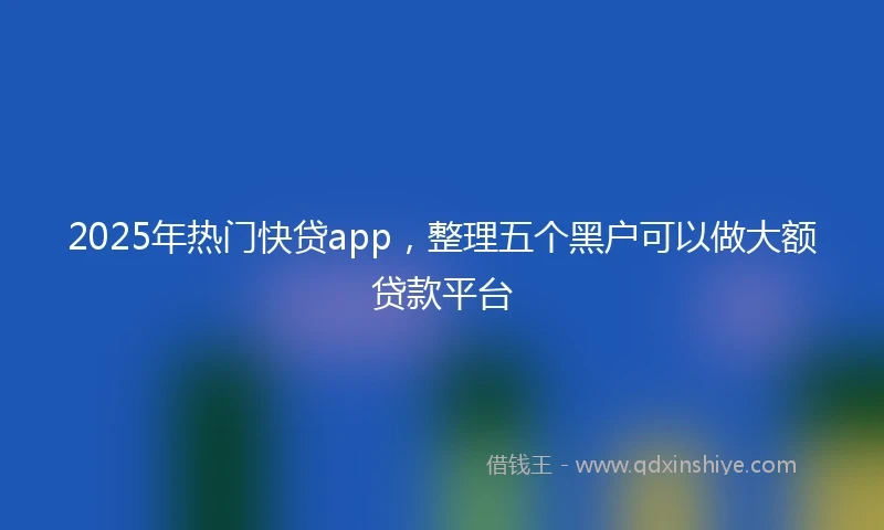 2025年热门快贷app，整理五个黑户可以做大额贷款平台