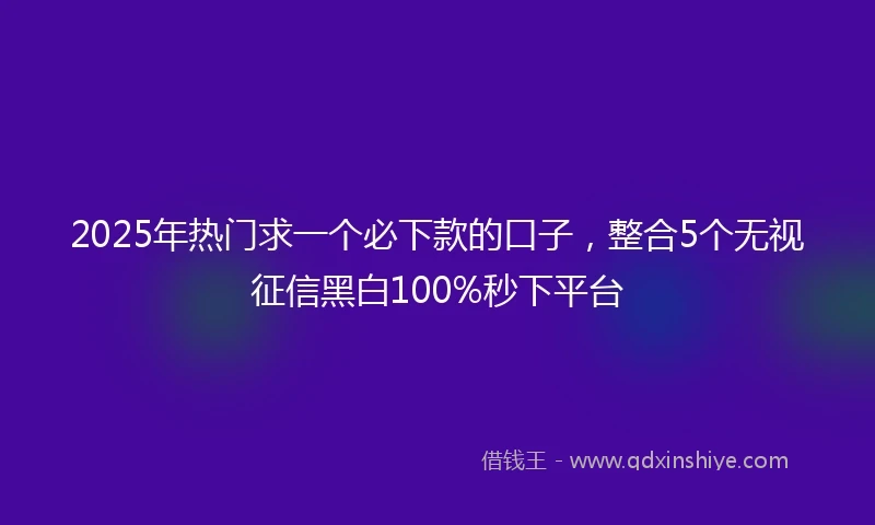 2025年热门求一个必下款的口子，整合5个无视征信黑白100%秒下平台