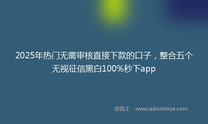 2025年热门无需审核直接下款的口子，整合五个无视征信黑白100%秒下app