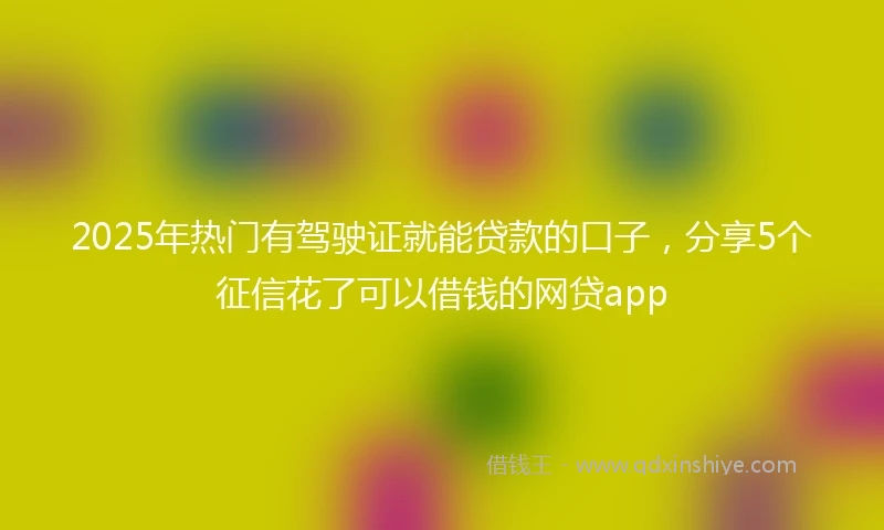2025年热门有驾驶证就能贷款的口子，分享5个征信花了可以借钱的网贷app