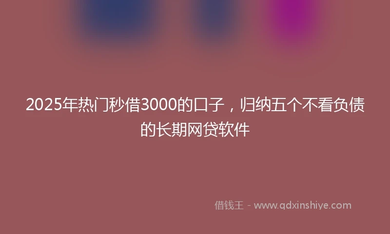2025年热门秒借3000的口子，归纳五个不看负债的长期网贷软件
