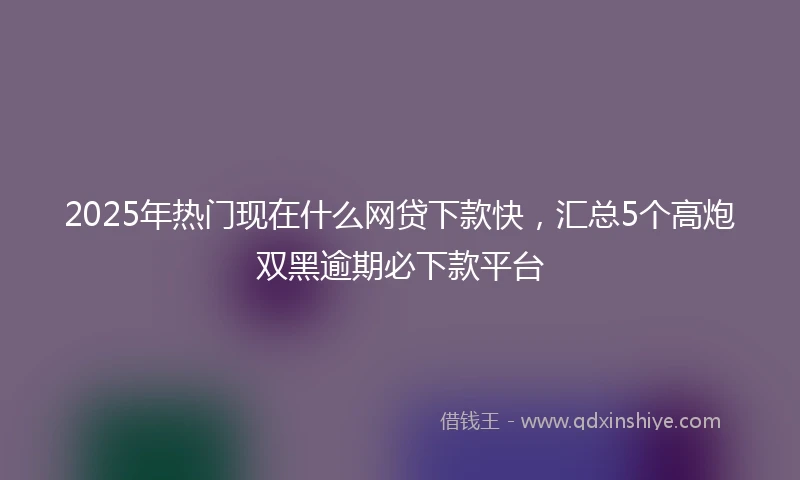 2025年热门现在什么网贷下款快，汇总5个高炮双黑逾期必下款平台