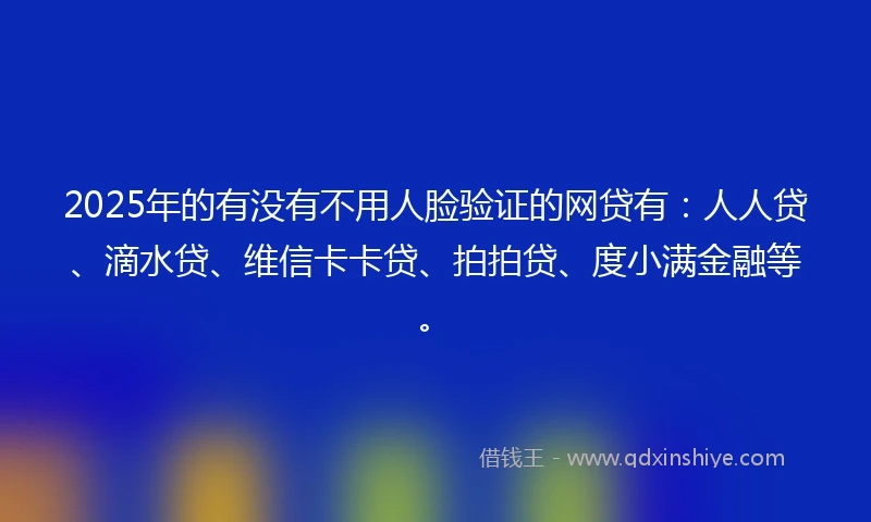 2025年的有没有不用人脸验证的网贷有：人人贷、滴水贷、维信卡卡贷、拍拍贷、度小满金融等。