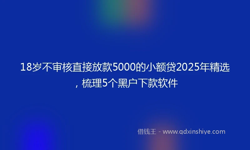 18岁不审核直接放款5000的小额贷2025年精选，梳理5个黑户下款软件