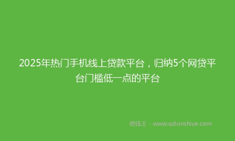 2025年热门手机线上贷款平台，归纳5个网贷平台门槛低一点的平台