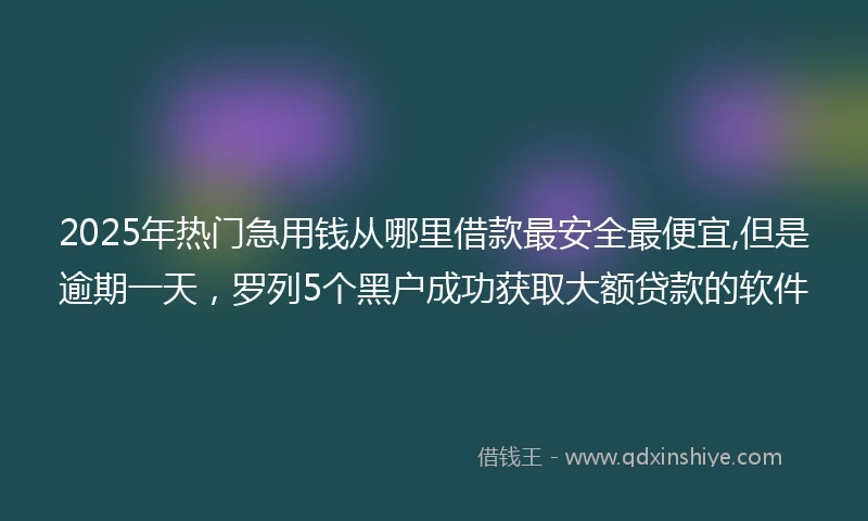 2025年热门急用钱从哪里借款最安全最便宜,但是逾期一天，罗列5个黑户成功获取大额贷款的软件