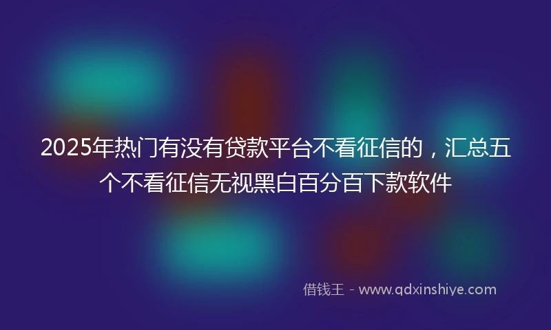 2025年热门有没有贷款平台不看征信的，汇总五个不看征信无视黑白百分百下款软件