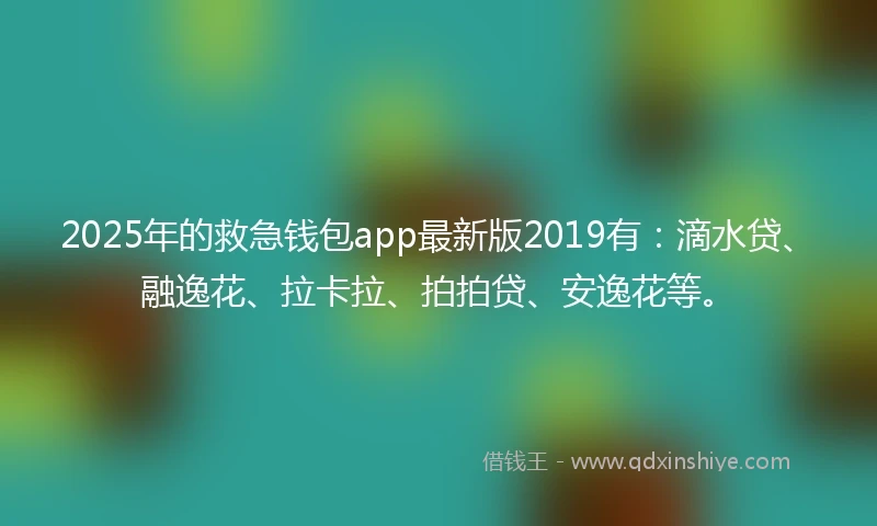 2025年的救急钱包app最新版2019有：滴水贷、融逸花、拉卡拉、拍拍贷、安逸花等。