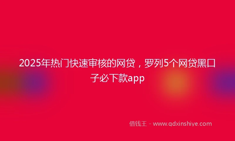 2025年热门快速审核的网贷，罗列5个网贷黑口子必下款app